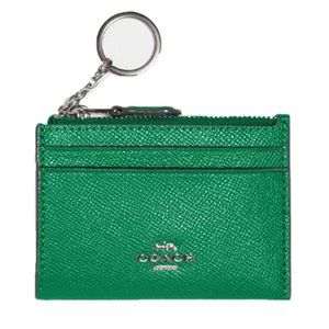 Coach Crossgrain Leather Mini Skinny ID Keyring Card Case (Shamrock)